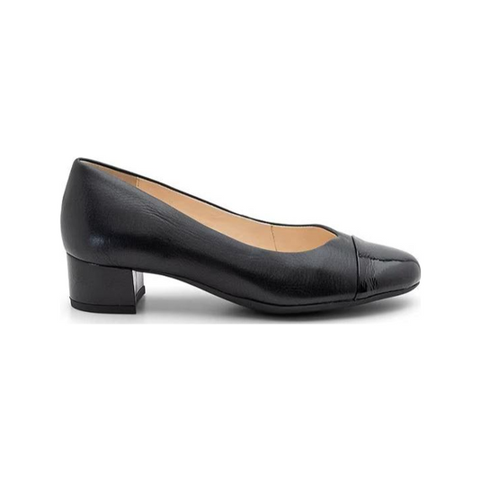 Ara Women's Nanette Leather Cap Toe Block Heel Pumps Black Ara Women's Nanette Leather Cap Toe Block Heel Pumps Black