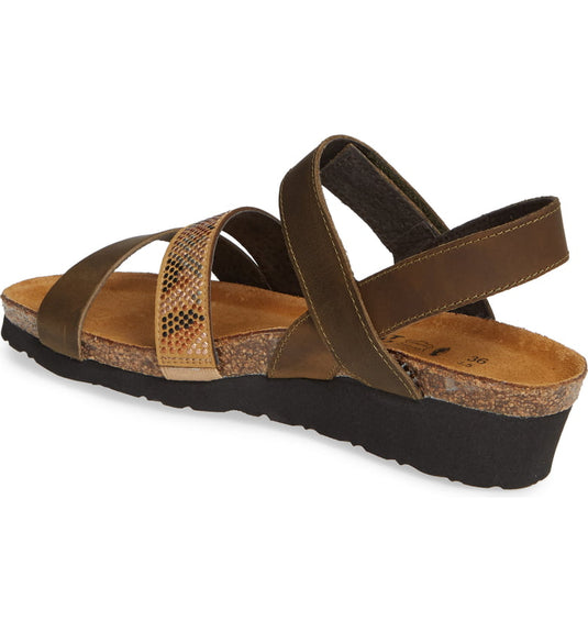 Naot Women's Gwyneth Sandals Vintage Pine Leather/Camel Combo Naot Women's Gwyneth Sandals Vintage Pine Leather/Camel Combo