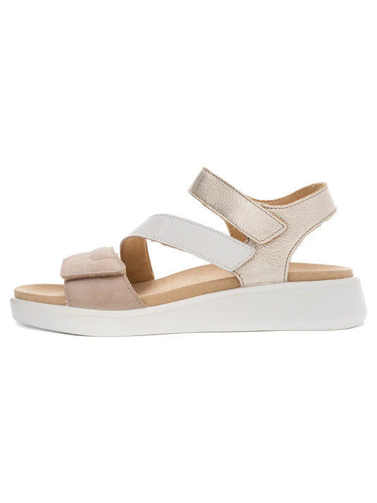 Ara Women's Marina Triple Adjustable Sandal Sand/Weiss/Platin Ara Women's Marina Triple Adjustable Sandal Sand/Weiss/Platin