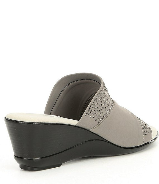 Onex Women's Shadow Embellished Wedge Slide Grey Onex Women's Shadow Embellished Wedge Slide Grey