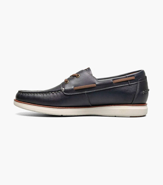 Florsheim Men's Tropics Elastic Lace Moc Toe Boat Shoe Navy