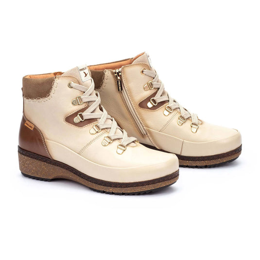 Pikolinos women's GRANADA W0W-8676 lace and zip fastening ankle boots  Marfil Pikolinos women's GRANADA W0W-8676 lace and zip fastening ankle boots  Marfil