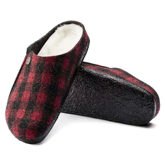 Birkenstock Men's Zermatt Shearling Slipper Plaid Red Birkenstock Men's Zermatt Shearling Slipper Plaid Red