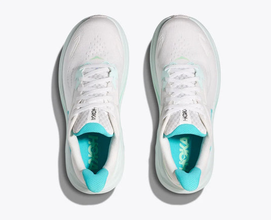 Hoka One One Women's Clifton 10 Sneaker White / Cielo blue