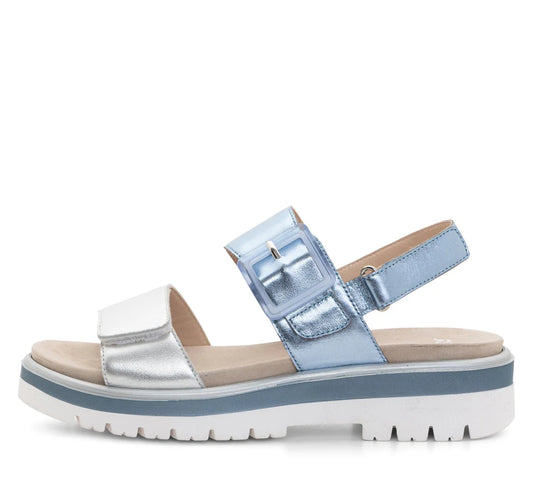 Ara Women's Malaga Sandal Silver Blue Ara Women's Malaga Sandal Silver Blue