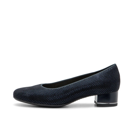 Ara Women's Gabrielle SP Women's Block Heel Pump 35mm midnight blue "puntikid" suede Ara Women's Gabrielle SP Women's Block Heel Pump 35mm midnight blue "puntikid" suede
