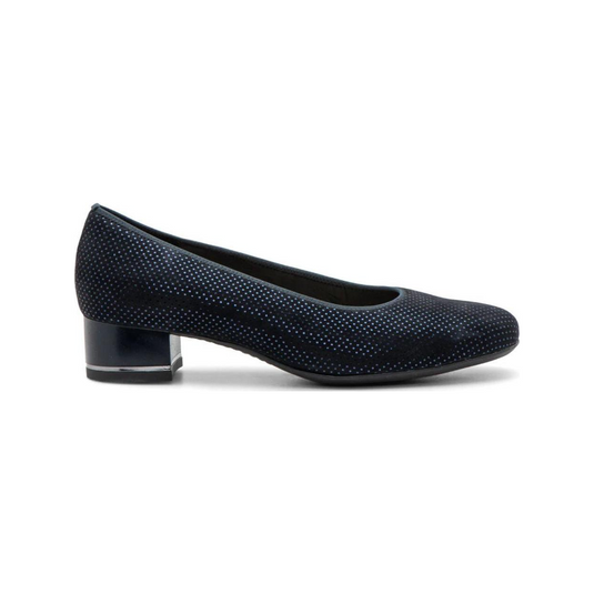 Ara Gabrielle SP Women's Block Heel Pump 35mm midnight blue "puntikid" suede Ara Gabrielle SP Women's Block Heel Pump 35mm midnight blue "puntikid" suede