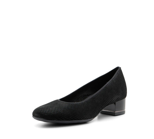 Ara Women's Gabrielle SP Women's Block Heel Pump 35mm Black "Puntikid" Suede Ara Women's Gabrielle SP Women's Block Heel Pump 35mm Black "Puntikid" Suede