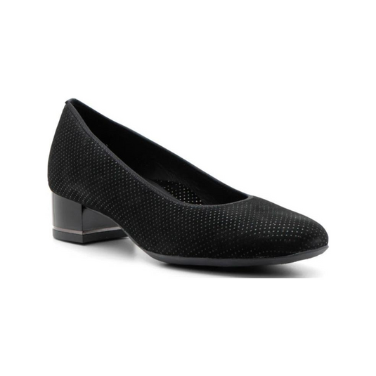 Ara Gabrielle SP Women's Block Heel Pump 35mm Black "Puntikid" Suede Ara Gabrielle SP Women's Block Heel Pump 35mm Black "Puntikid" Suede