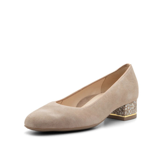 Ara Gabrielle SP Women's Block Heel Pump 35mm Sand Kid Suede Camel "Konfettikid" Heel Ara Gabrielle SP Women's Block Heel Pump 35mm Sand Kid Suede Camel "Konfettikid" Heel