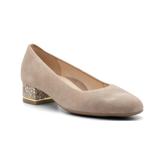 Ara Gabrielle SP Women's Block Heel Pump 35mm Sand Kid Suede Camel "Konfettikid" Heel Ara Gabrielle SP Women's Block Heel Pump 35mm Sand Kid Suede Camel "Konfettikid" Heel
