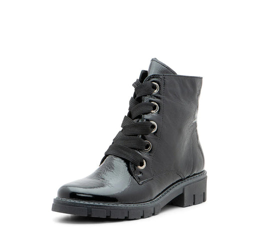 Ara Women's Ankle Boots Dover Black Crinkle Patent Leather Ara Women's Ankle Boots Dover Black Crinkle Patent Leather