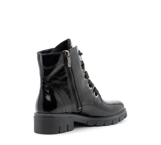 Ara Women's Ankle Boots Dover Black Crinkle Patent Leather Ara Women's Ankle Boots Dover Black Crinkle Patent Leather