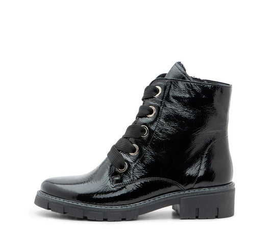 Ara Women's Ankle Boots Dover Black Crinkle Patent Leather Ara Women's Ankle Boots Dover Black Crinkle Patent Leather