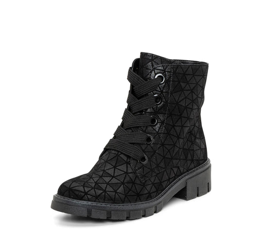 Ara Women's Dover Ankle Lace Boots Black Printed Leather