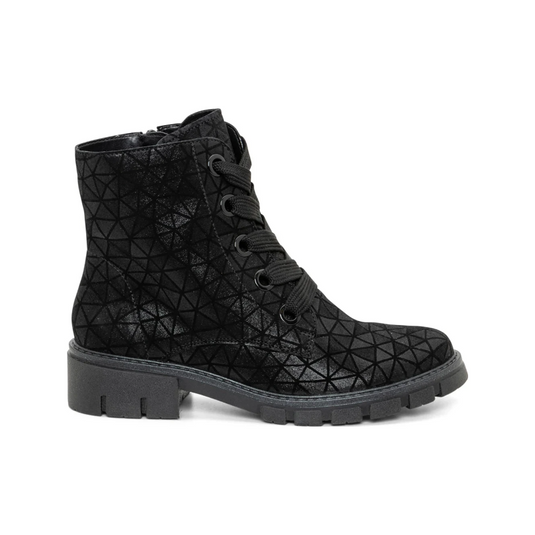 Ara Women's Dover Ankle Lace Boots Black Printed Leather Ara Women's Dover Ankle Lace Boots Black Printed Leather