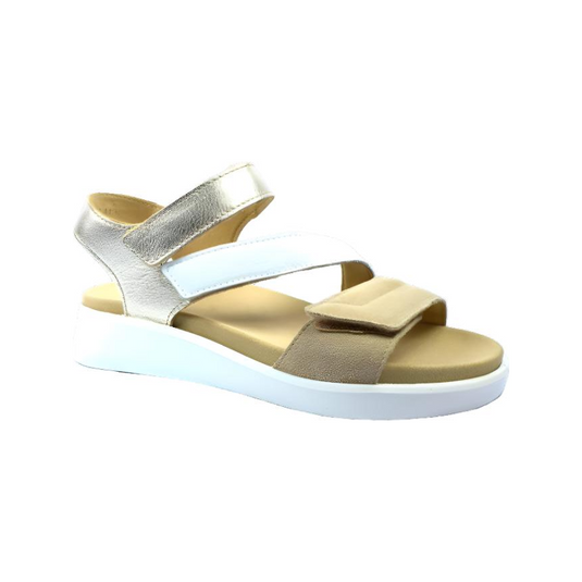 Ara Women's Marina Triple Adjustable Sandal Sand/Weiss/Platin Ara Women's Marina Triple Adjustable Sandal Sand/Weiss/Platin