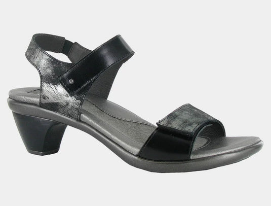 Naot Women's Extant Sandal Metallic Onyx Lthr/Black Madras Lthr Naot Women's Extant Sandal Metallic Onyx Lthr/Black Madras Lthr