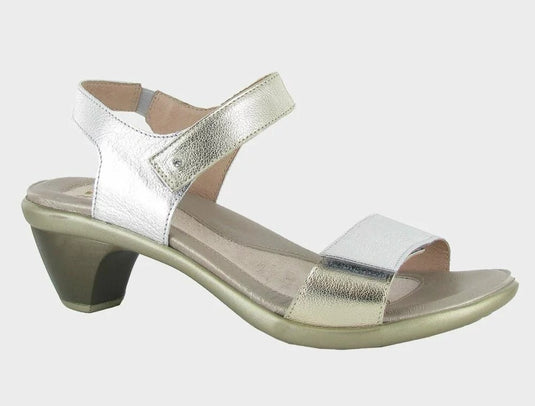 Naot Women's Extant Sandal Soft Silver Lthr/Radiant Gold Lthr Naot Women's Extant Sandal Soft Silver Lthr/Radiant Gold Lthr