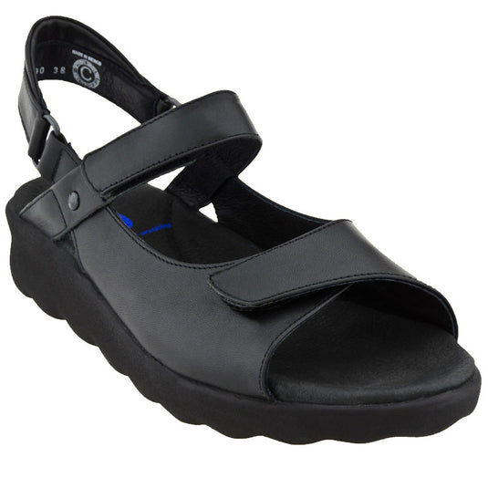 Wolky Women's Pichu Sandals Black Smooth Leather Wolky Women's Pichu Sandals Black Smooth Leather