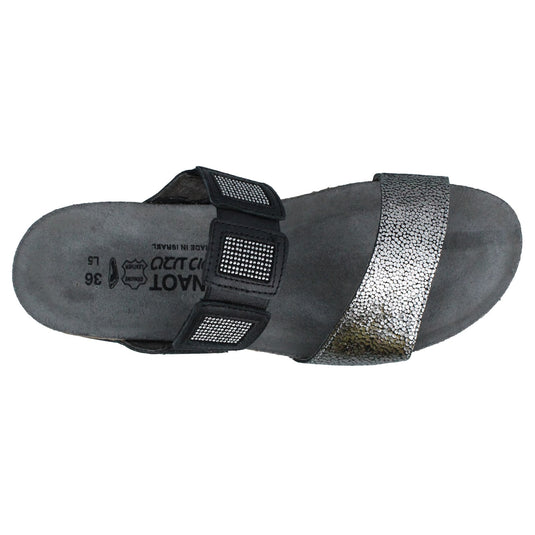 Naot Women's Emma Silver Pebble/Black Raven Leather Naot Women's Emma Silver Pebble/Black Raven Leather