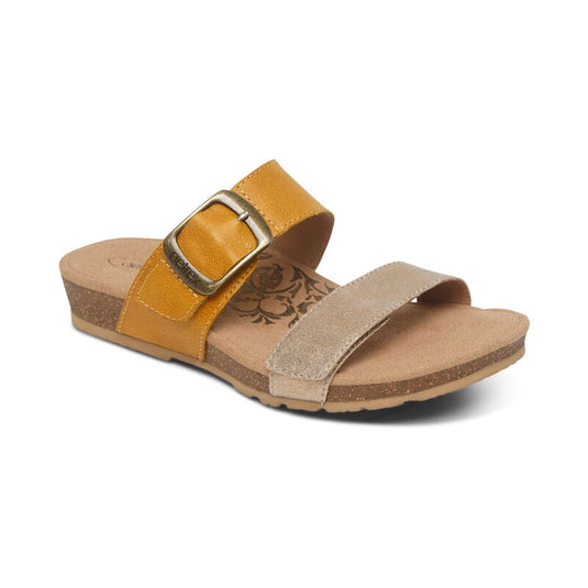 Aetrex Women's Daisy Adjustable Slide Sandal Sunflower Aetrex Women's Daisy Adjustable Slide Sandal Sunflower