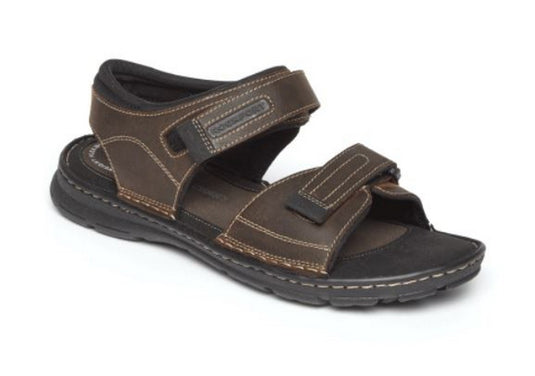 Rockport Men's Darwyn Quarter- Strap Sandal Brown Leather Rockport Men's Darwyn Quarter- Strap Sandal Brown Leather