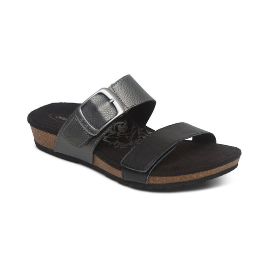 Aetrex Women's Daisy Adjustable Slide Sandal Black Aetrex Women's Daisy Adjustable Slide Sandal Black