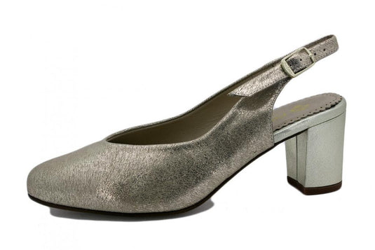 Piesanto Women's 230230 Slingback Dress Shoe Platinum Metal Suede Piesanto Women's 230230 Slingback Dress Shoe Platinum Metal Suede