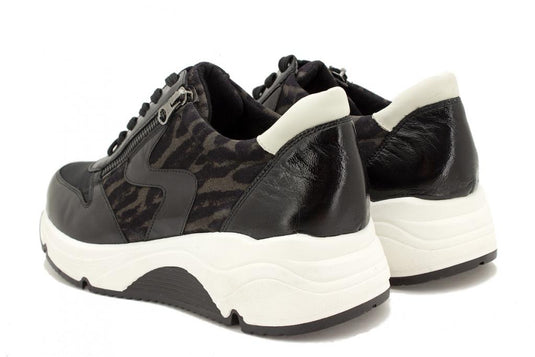 Piesanto Women's Black Patent Printed Sneaker 225726 Piesanto Women's Black Patent Printed Sneaker 225726