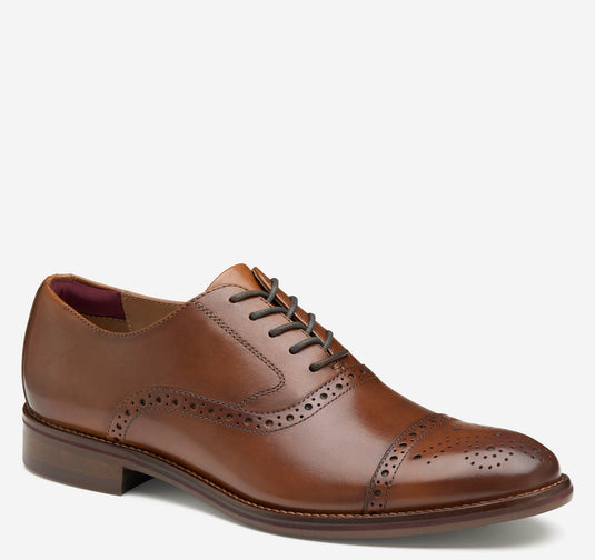 Johnston & Murphy Men's Conard Dress Cap Toe Tan Leather Johnston & Murphy Men's Conard Dress Cap Toe Tan Leather