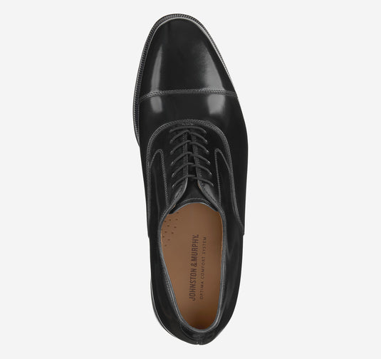 Johnston & Murphy Men's Melton Cap Toe Black Calfskin