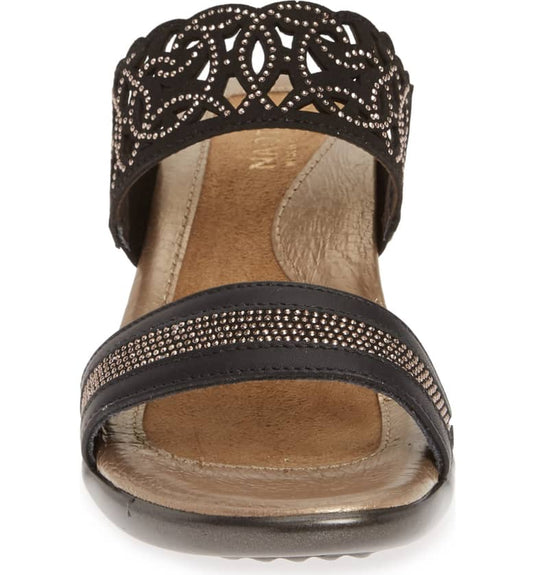 Naot Women's Contempo Slide Sandals Jet Black Lthr/Black W/ Bronze Rivets Naot Women's Contempo Slide Sandals Jet Black Lthr/Black W/ Bronze Rivets