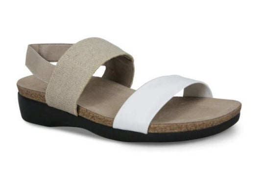 Munro Women's Pisces Sandal White Kid/Natural Fabric Munro Women's Pisces Sandal White Kid/Natural Fabric