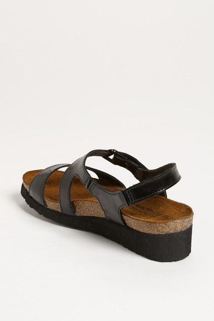 Naot Women's Pamela Two Strap Sandals Black Madras Leather Naot Women's Pamela Two Strap Sandals Black Madras Leather