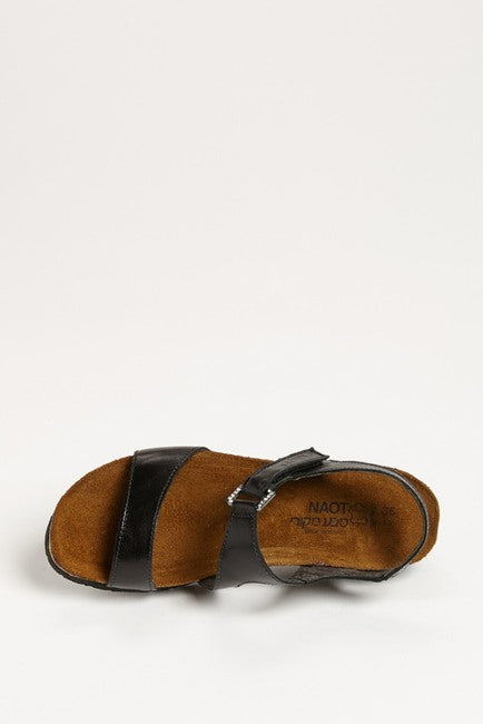 Naot Women's Pamela Two Strap Sandals Black Madras Leather Naot Women's Pamela Two Strap Sandals Black Madras Leather