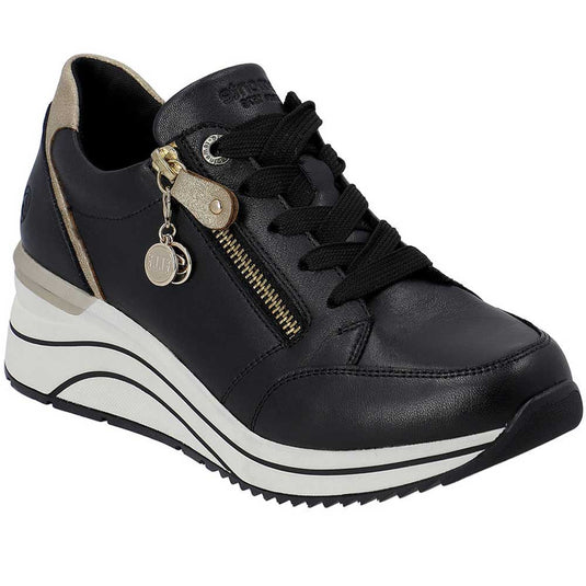 Remonte Women's by Rieker D0T03-01 Wedge Sneaker Black Remonte Women's by Rieker D0T03-01 Wedge Sneaker Black