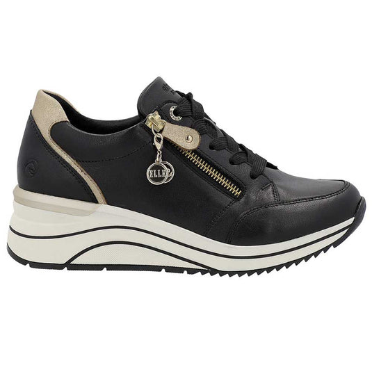 Remonte Women's by Rieker D0T03-01 Wedge Sneaker Black Remonte Women's by Rieker D0T03-01 Wedge Sneaker Black