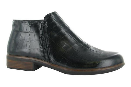 Naot Women's Helm Aura Bootie Black Croc Lthr Naot Women's Helm Aura Bootie Black Croc Lthr