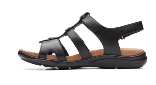 Clarks Women's Kylin Strap Sandals Black Leather Clarks Women's Kylin Strap Sandals Black Leather