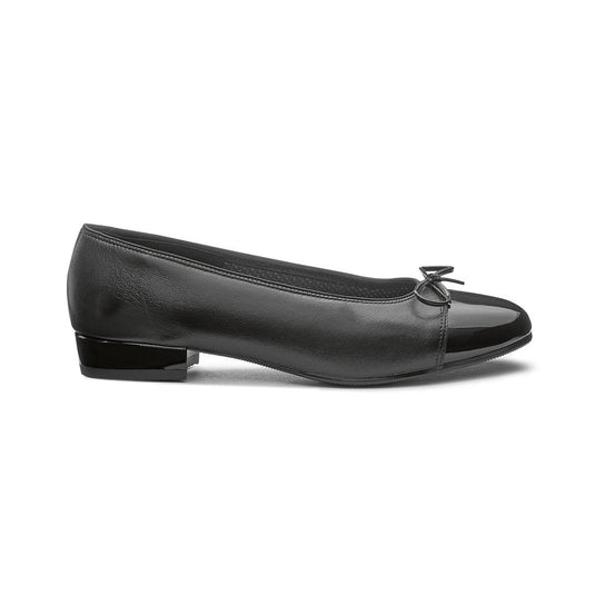 Ara Women's Bel ballerinas with block heel Black Nappa/Patent Toe Ara Women's Bel ballerinas with block heel Black Nappa/Patent Toe