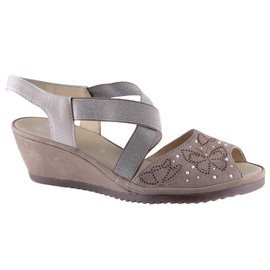 Ara Women's Celia Wedge Sandals Taupe nubuck Ara Women's Celia Wedge Sandals Taupe nubuck
