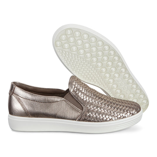 Ecco Women's Soft 7 Slip On 2.0 Stone Metallic Ecco Women's Soft 7 Slip On 2.0 Stone Metallic