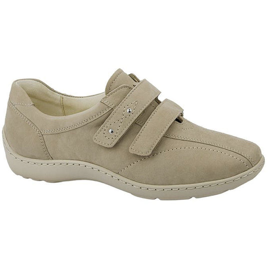 Women's Waldlaufer Henni Beige Leather Nubuck Velcro Shoes Women's Waldlaufer Henni Beige Leather Nubuck Velcro Shoes