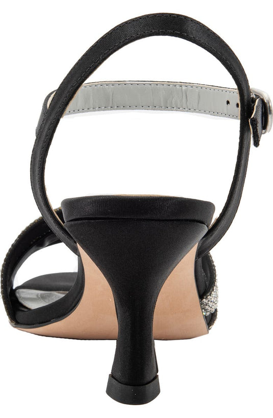 David Tate Women's Trio Evening Sandal Black Satin David Tate Women's Trio Evening Sandal Black Satin