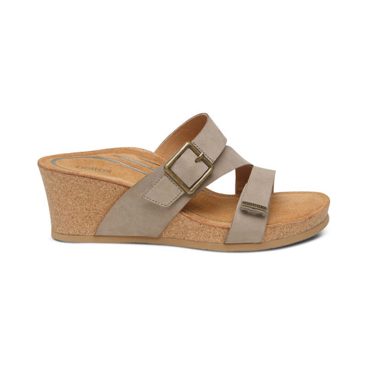 Aetrex Women's Kimmy Arch Support Wedge Sandal Taupe Aetrex Women's Kimmy Arch Support Wedge Sandal Taupe