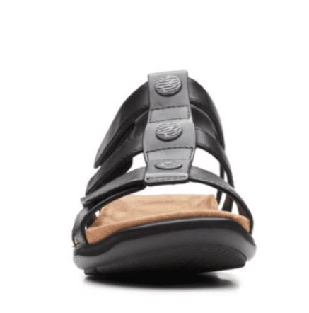 Clarks Women's Kylin Strap Sandals Black Leather Clarks Women's Kylin Strap Sandals Black Leather