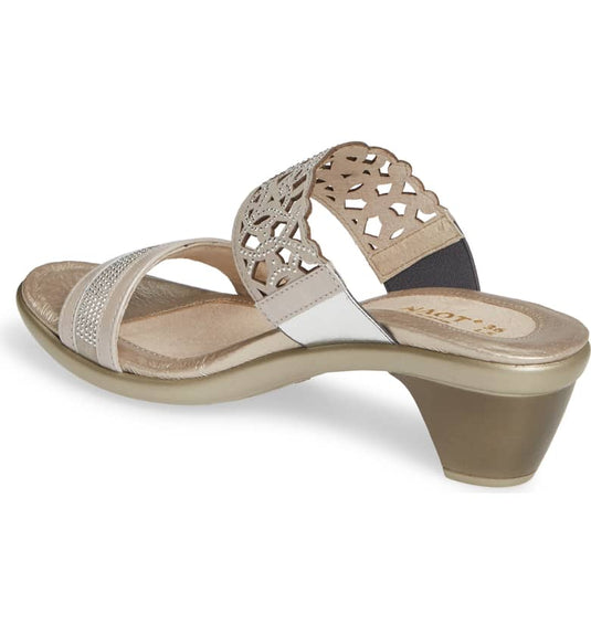 Naot Women's Contempo Slide Sandals Quartz/Beige/Silver Micro/Nubuck Leather
