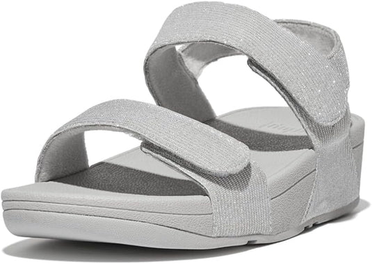 Fitflop Women's LULU Adjustable SHIMMERLUX Back Strap Sandal Silver Fitflop Women's LULU Adjustable SHIMMERLUX Back Strap Sandal Silver