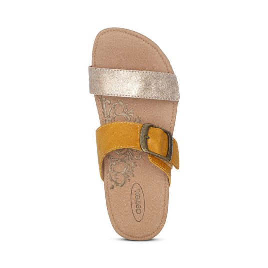 Aetrex Women's Daisy Adjustable Slide Sandal Sunflower Aetrex Women's Daisy Adjustable Slide Sandal Sunflower